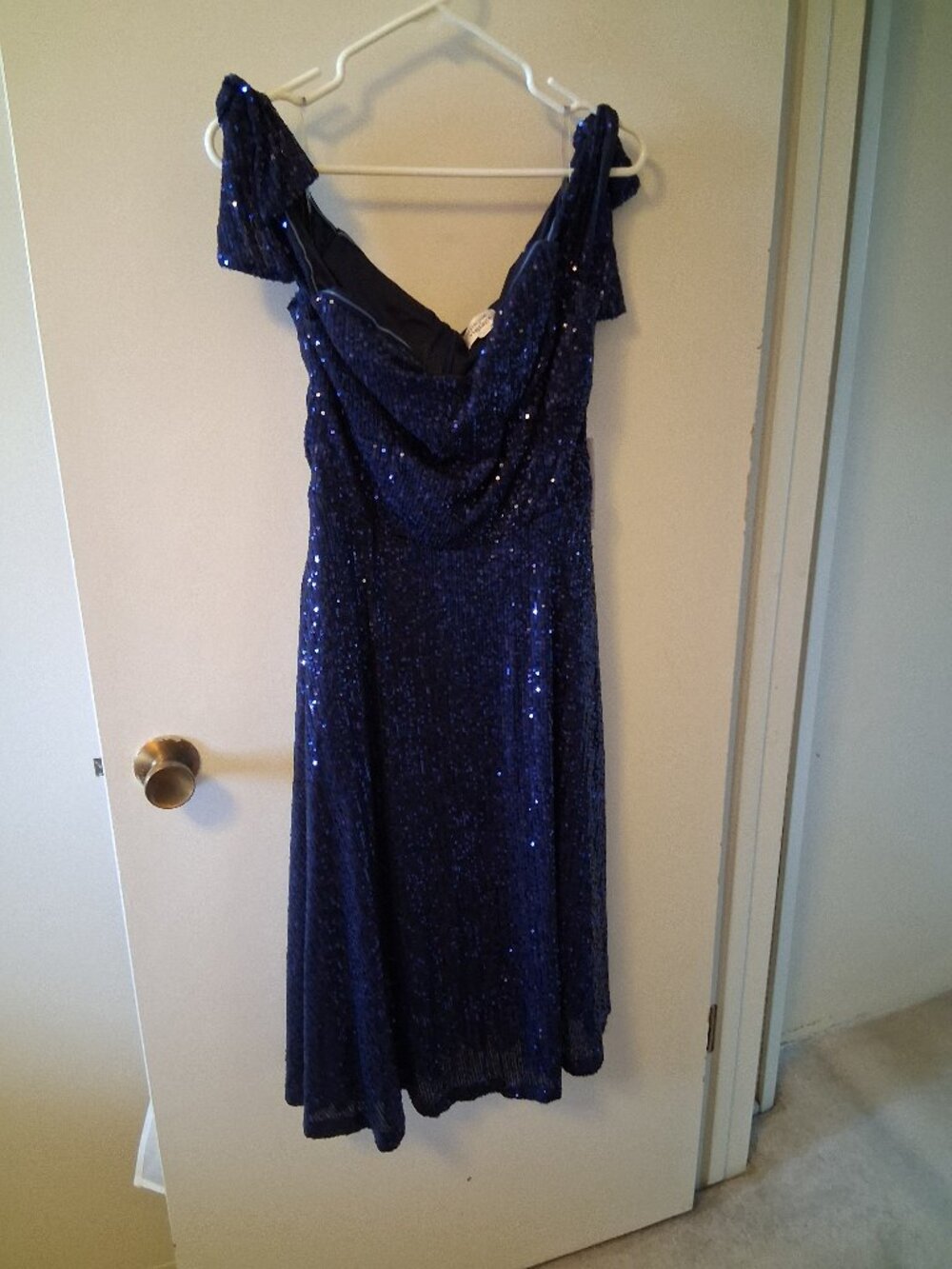Navy Sequins Swing Dress, L, NWT